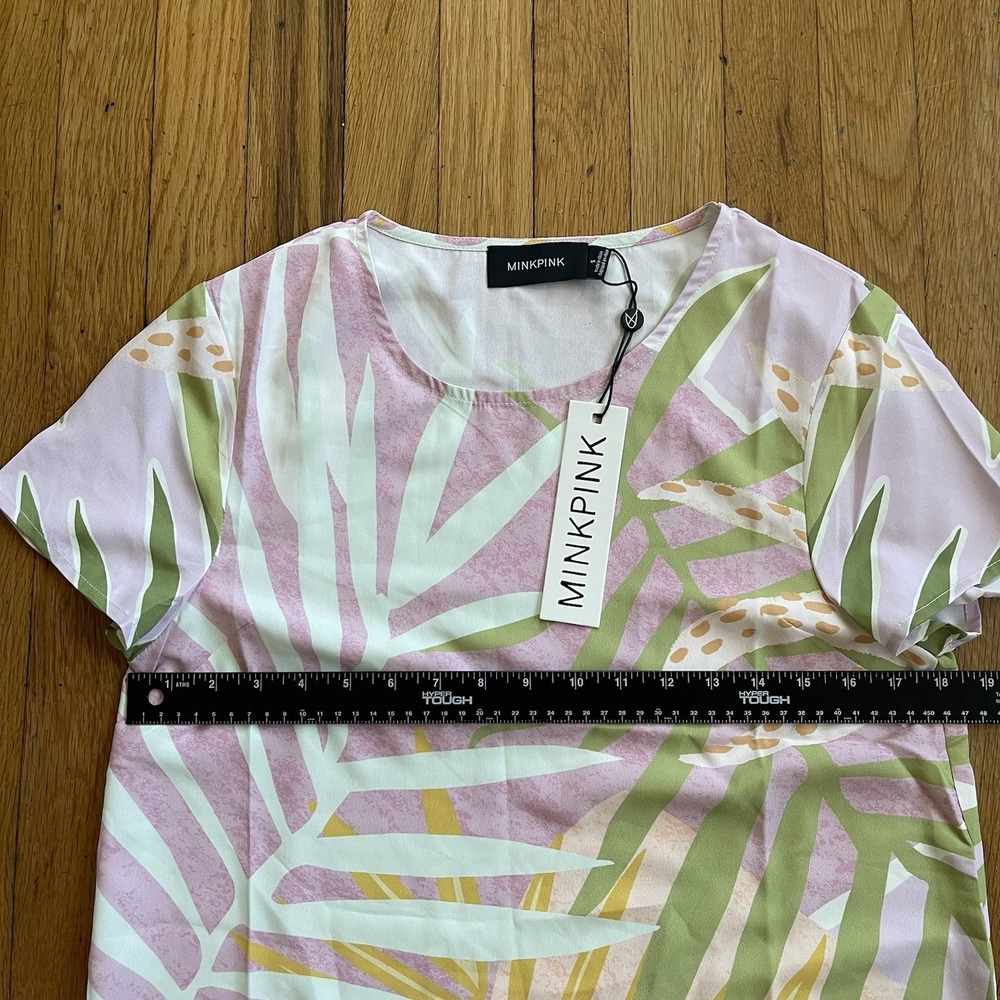 New MINKPINK Small Pink Tropical Multicolored Midi Dress NWT Resort Vacation - Picture 4 of 9